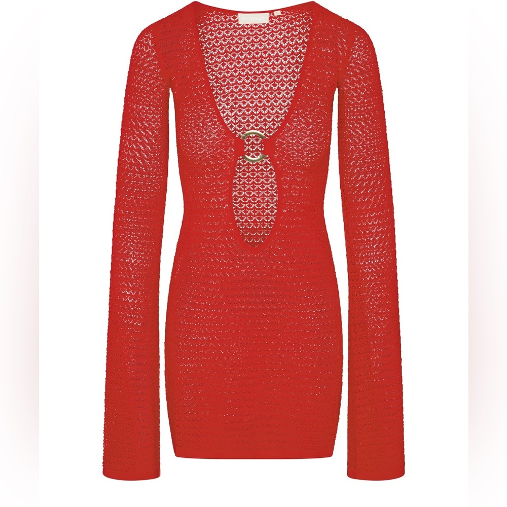Monday Swimwear Red Knit Swim Coverup